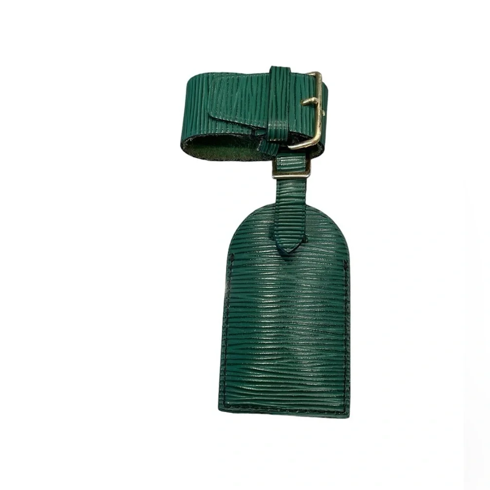 Rare Louis Vuitton Borneo Green Epi Leather Luggage Tag with Poignet France